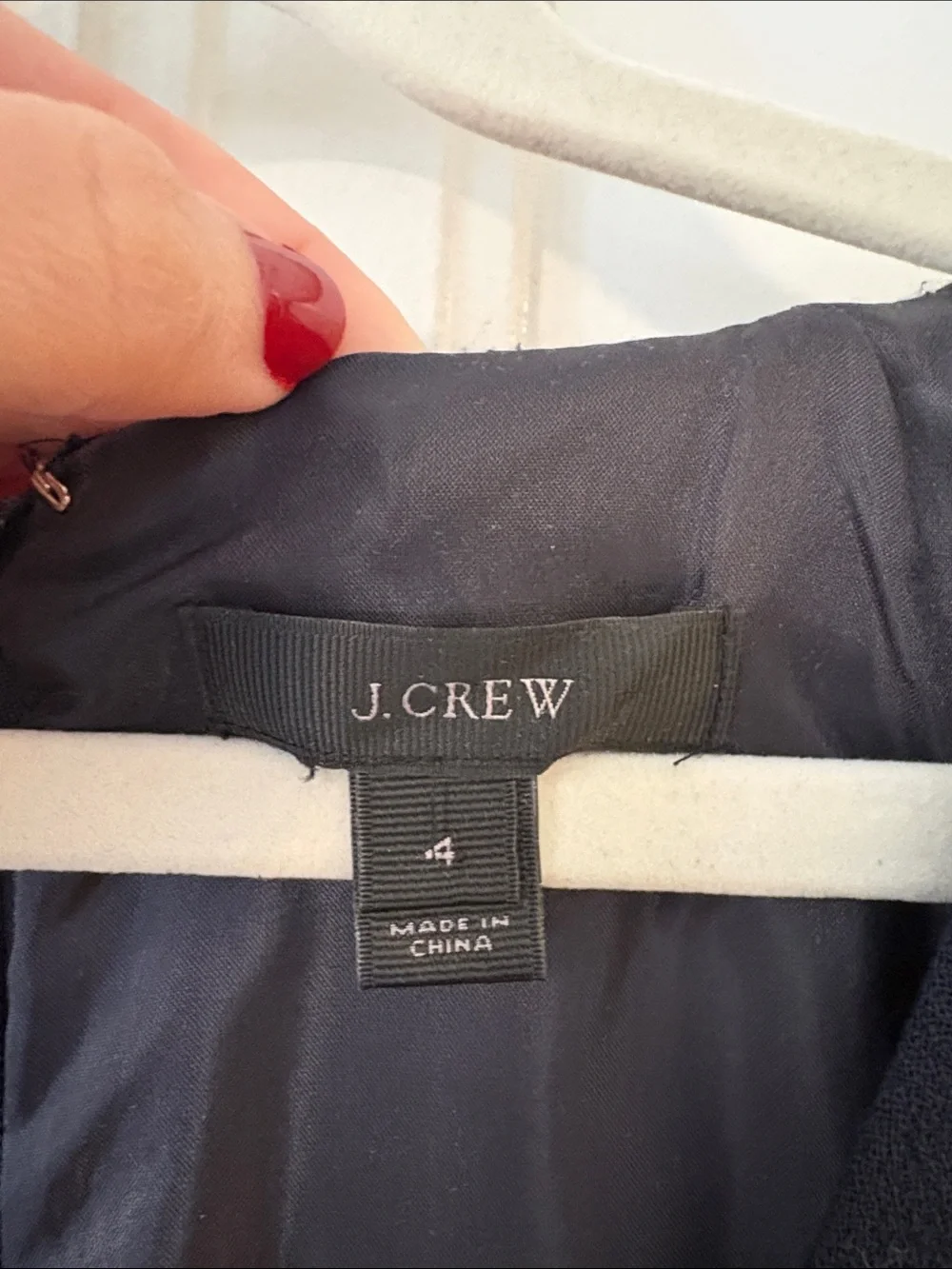 J. Crew Navy 3/4 Sleeve V-Neck Shift Dress, 100% Wool